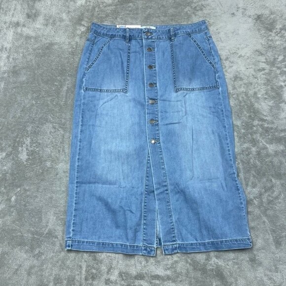 Wrangler Womens Denim Midi Skirt Button Front High Rise Size 10 d0632 - Picture 4 of 7